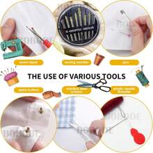 Juego de costura de 130 piezas con patrón de rosa, que incluye todos los suministros de costura necesarios. Juego de costura profesional para adultos con juego de agujas de costura con cremallera, ideal para emergencias y uso en el hogar.