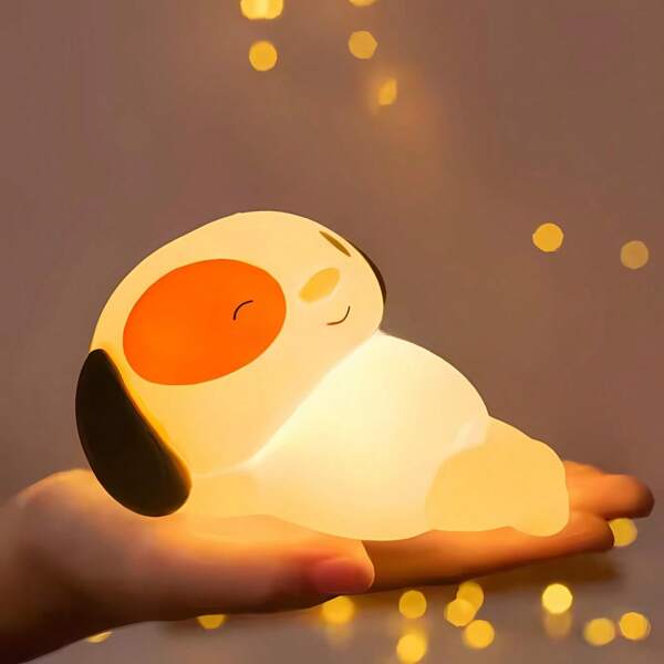 Luminária de Silicone Nocturna Sensor De Toque Cachorrinho e Gatinho Fofa Recarregável De USB