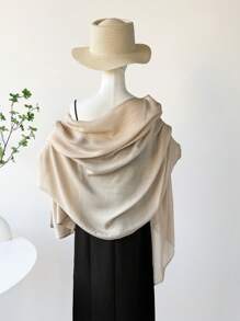 1 Peça - Lenço de Linho, Design Simples de Cor Sólida, Xale Leve Protetor Solar, Sensação Elegante Através da Fronteira Lenço Feminino, Lenço de Chiffon, Lenço Longo, Primavera/Verão para Vestido - Multicolorido - Visão 17