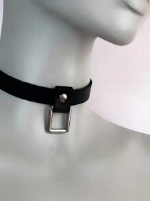 1 件带吊坠的颈链、皮革颈链、带吊坠的项圈、机车颈链、小猫项圈、带方形的项链。