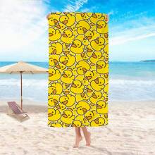 Telo da spiaggia in microfibra con disegno anatra di gomma, anatra gialla carina e assorbente, asciuga rapidamente, anti-sabbia, adatto per il nuoto, extra large
