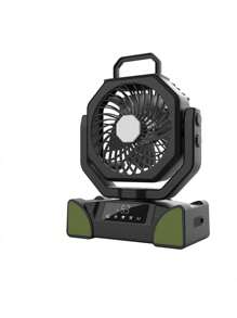 便携式露营风扇，带照明，可为手机充电，带遥控器，帐篷风扇，带 20,000 Ah 电池，双风扇叶片，270° 摆动，旋转挂钩，非常适合露营， - 彩色 - 查看 5