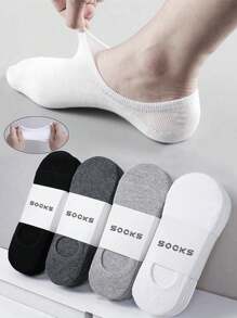 1/5 pares de calcetines invisibles de verano para hombres con silicona antideslizante, calcetines deportivos sin mostrar el tobillo, casuales, transpirables, delgados y de corte bajo para barco (sin cartón)