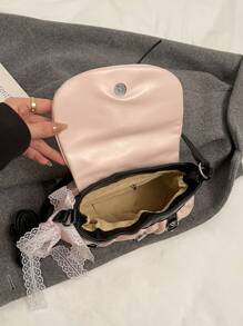 1 pieza Bolso de mujer con bloques de color y pliegues tipo nube, bolso de hombro/cruzado de estilo Y2K con lazo elegante, apropiado para festivales, citas, regalos
