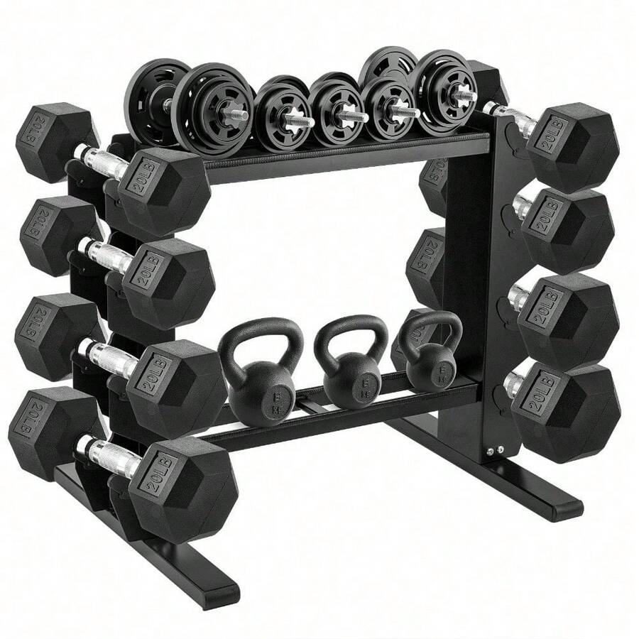 Youyijia Compact Dumbbell Rack Heavy Duty Dumbbell Rack Dumbbell Rack Weight Storage Rack Compact Gym Storage Rack Kettlebell Rack Multi-Tier Weight Rack Home Fitness Racks - Black - View 1