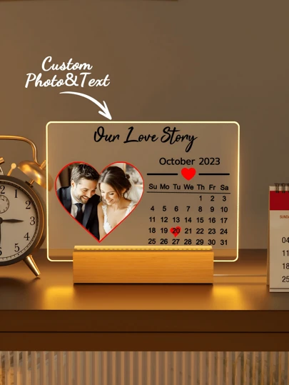 1pc Custom Night Light With Your Text Or Photo Warm Colors Night Light Acrylic Lamp Unique Personalized Gifts For Couple, Ideal For Anniversary Gift, Valentine Gift, Birthday Gift, Wedding Gift, Mother's Day Gift, Father's Day Gift, Best Friend Gift, Gift For Mom/ Dad/ Her/ Him/ Girlfriend/ Boyfriend/ Wife/ Husband/ Friend