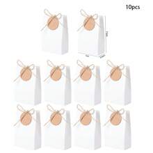 10 hộp quà giấy Kraft cổ điển có thẻ dây thừng màu trắng nâu kẹo bánh quy túi quà tặng tiệc cưới sinh nhật vật tư đóng gói - Nhiều màu - Xem 15