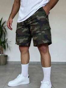 Men's Casual Camo Print Loose Lightweight Bermuda Shorts, Versatile Summer