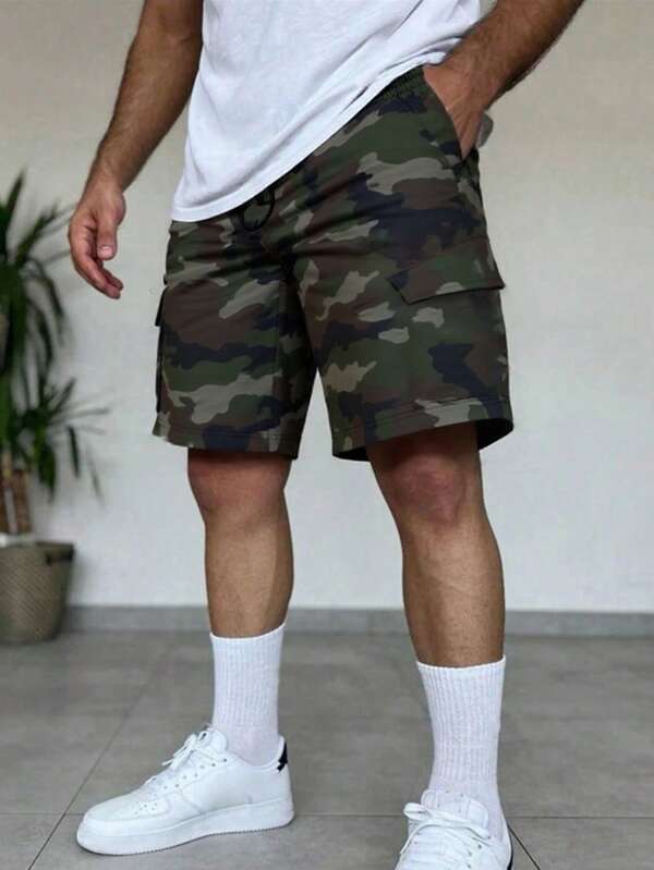Bermudas casuales de hombre con estampado de camuflaje, sueltas y ligeras, versátiles para el verano