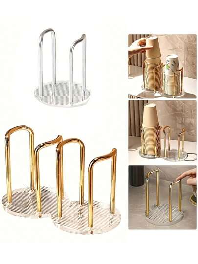 1 件优雅一体式亚克力杯架，适用于家庭、咖啡厅、办公室和酒店，整齐存放一次性杯子的理想解决方案，办公桌杯架，床上杯架，办公桌杯架家居浴室装饰夏季返校