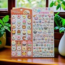 2 件可爱熊汉堡和泡泡贴纸，创意面包贴纸、DIY 工艺品，适用于手机壳、笔记本电脑