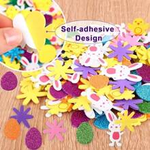 100 stuks paasfoamstickers - allerlei soorten ei-, konijn-, kip- en bloemontwerpen, geschikt voor knutselwerkjes, kaarten en decoratie van thuisfeestjes, patriottisch thema, geschikt voor kunststof, glas, stof, metaal, keramische oppervlakken, verjaardags- en vrijgezellenfeesten, geen elektriciteit, geen veren