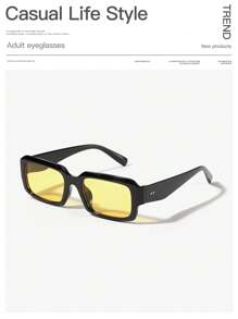1/2/3 Pcs Acrylic Rectangular Black Fashion Glasses For Men, Suitable For Vacation, Outdoor And Daily Wear, Create Fashionable School Style - Multicolor - View 14