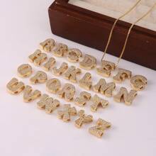 New Fashionable 26 Alphabet Letter Pendant With Zirconia Crystal, Elegant Gold-Color DIY Bracelet & Necklace Accessories
