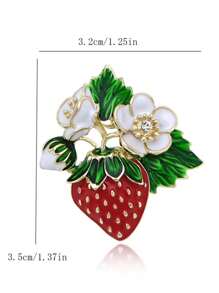 时尚水果花卉甜美草莓翻领别针珐琅围巾胸针，百搭配饰，女士优雅心形胸针，适合夹克、西装、节日礼物 - 紅色 - 查看 8