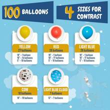 102 piezas Juego de arco de guirnalda de globos, arco de globos de látex con estampado de vaca en rojo, amarillo y azul, perfecto para decorar fiestas de cumpleaños, duchas, y fiestas con temática de dibujos animados de vaqueros