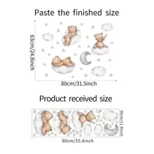 1pc Cute Sleeping Baby Beer Wall Stickers, Moon And Stars DIY Art Wall Decals Removable Vinyl Peel And Stick For Boys Or Girl Kids Baby Nursery Bedroom Toddler Room Kindergarten Decorations