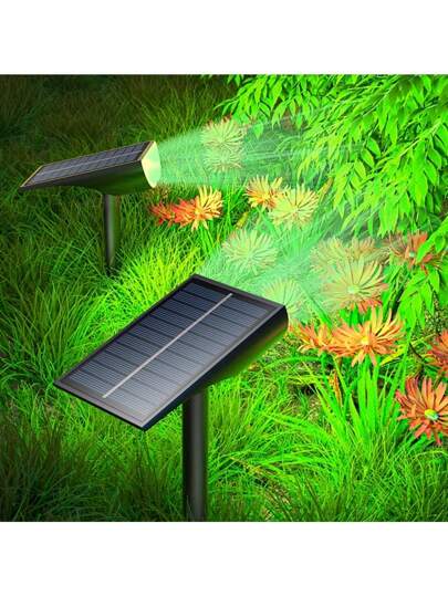 1pc 7LED Solar Powered Landscape Spotlight, Automatic On/Off, Waterproof, Garden Yard Lawn Tree Lights, 1200mAh Battery Capacity, Outdoor Garden Decor Solar Powered Lights