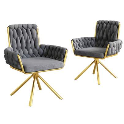  Flieks Set Of 2/4/6, Velvet Dining Chair, Armchair, Luxurious Living Room And Bedroom Swivel Chair, Leisure Swivel Chair With Four Metal Support Legs
