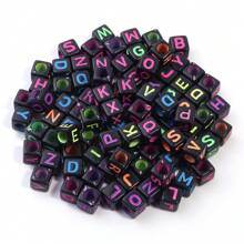 100pcs/Pack Acrylic Square & Flatround Letter Loose Beads, Fashion Cute Colorful Plated, Neon Colors, Multi-Choice For DIY Bracelets, Necklaces, Jewelry, Phone Charms, Keychains Making, Wholesale Beads