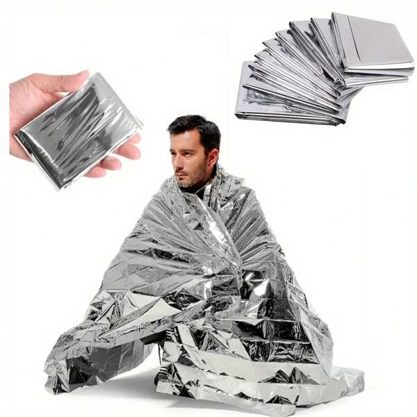 Emergency Mylar Thermal Blankets For First Aid Kits, Compact Waterproof Natural Disasters Equipment, Retain Body Heat, Keeps You Warm Dimension 51.18*82.67inch