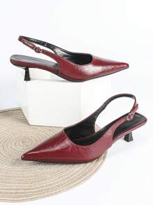 Fall/Winter 2025 Women's Red Angora 4cm Kitten Heel Slip-On Party High Heels Dress Pumps, Elegant,Pointed Heels - Red - View 4