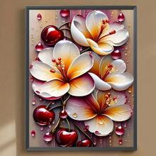 1 套精致樱花钻石画套件，5D DIY 钻石艺术，全圆形钻石马赛克，PMMA 钻石艺术套装，无框钻石墙饰，适合家庭和房间装饰，成人和初学者的完美生日礼物