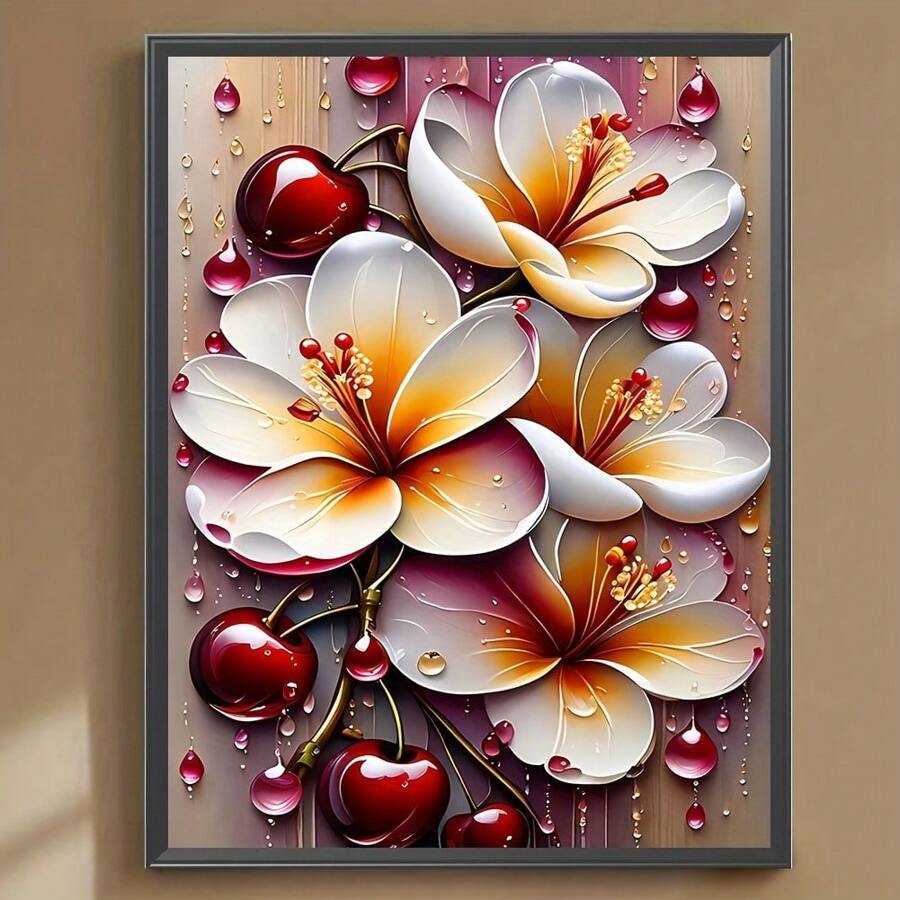 1 套精致樱花钻石画套件，5D DIY 钻石艺术，全圆形钻石马赛克，PMMA 钻石艺术套装，无框钻石墙饰，适合家庭和房间装饰，成人和初学者的完美生日礼物