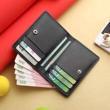 Carteira masculina de cor sólida em PU, porta-cartões de crédito, carteira pequena dobrada na moda e casual, bolsa grande com múltiplos slots de grande capacidade, usada para carteira de identidade, carteira de motorista, cartão de crédito, presente ideal para namorado, adequado para adolescentes, casual de verão, ao ar livre, atlético ou viagem de férias, ou presentes de formatura ou aniversário, acessórios formais/de negócios