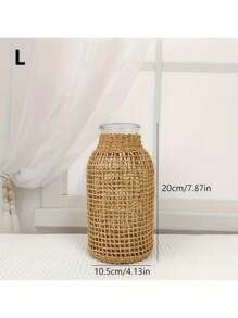 1pc Woven Straight Glass Vase, Transparent Desktop Decor Gifts Birthday Graduation - Multicolor - View 6
