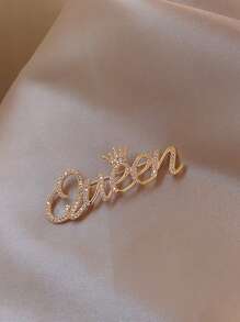 1 szt. Stop cynkowy śliczna litera "KRÓLOWA" broszka dla kobiet, styl japoński przypinki dekoracyjne na sweter, płaszcz, akcesoria do garnituru