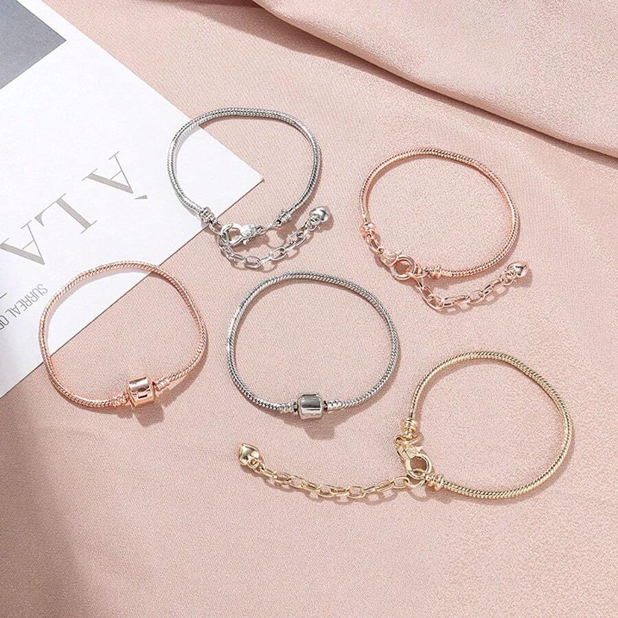 1pc Large Hole European Pearl Copper Chain 19cm Lobster Buckle Bracelet Basic Chain DIY Bracelet Accessories Bracelet