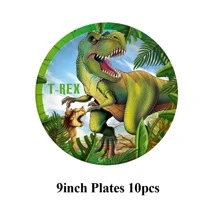 10/20/50pcs Disposable Dinosaur Themed Party Supplies, Suitable For 1st Birthday Party, T-Rex Themed Tableware Decor, Birthday & Picnic