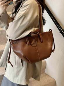 Bolso de mano grande con capacidad de un hombro y bandolera, de unicolor y estilo minimalista, para viajes