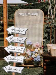 10pcs Wedding Directional Road Sign Party Decorations, Wedding Paper Signs For Wedding Theme Party Supplies, Waterproof Large Wedding Sign With Stakes, Wedding Direction Signpost Wedding Direction Arrow Courtyard Sign, Wedding Party Room Wall Background Decoration, Wedding Sign Cutouts, Wedding Season Party Supplies