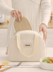 1pc Oxford Cloth Portable Insulated Lunch Bag, Rectangular With Aluminum Foil Layer, Reusable Insulated Cooler, Suitable For Students, Office Workers, And Outdoor Picnics, Keeping Food Warm, Fresh, Waterproof, Fall & Winter Straight Down, Gifts For Teachers, Friends And Family, Valentine's Day Gift,Back To School,Christmas Day School Supplies Travel Essentials