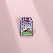 1pc Cute 'I Choo-Choo-Choose You' Retro Cartoon Badge Valentine Brooch Dress Accessories Pin For Clothes Bag Charm School