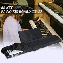 Funda para piano electrónico de 88 teclas con cordón, funda completa de tela técnica con pantalla espectral para piano eléctrico de 88 teclas - Negro - Ver 1