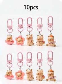 1PC/5PCS/10PCS Capybaras Key Rings Multifunctional Resin Accessory Cartoon Capybaras Bag Pendant, Cute Keychain, Animal Keychain, Car Keychains, Keyrings, Keychain Accessories, Matching Keychains, Key Chain Accessories Suitable For Gifts, Wallets, Earphone Case - Multicolor - View 19
