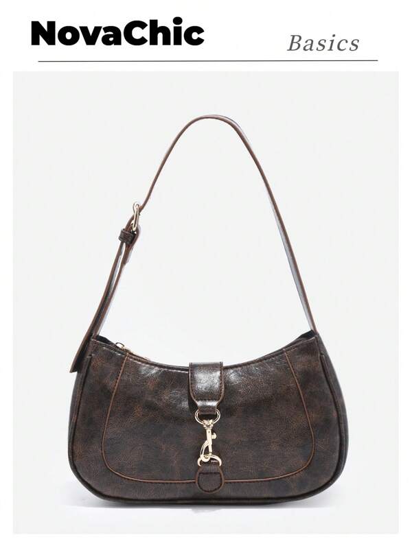 Novachic,1pc Retro Minimalist Hook Decor Adjustable Shoulder Strap Crescent Shape Bag, Suitable For Date, Outing, Party, Vintage Bag For Women