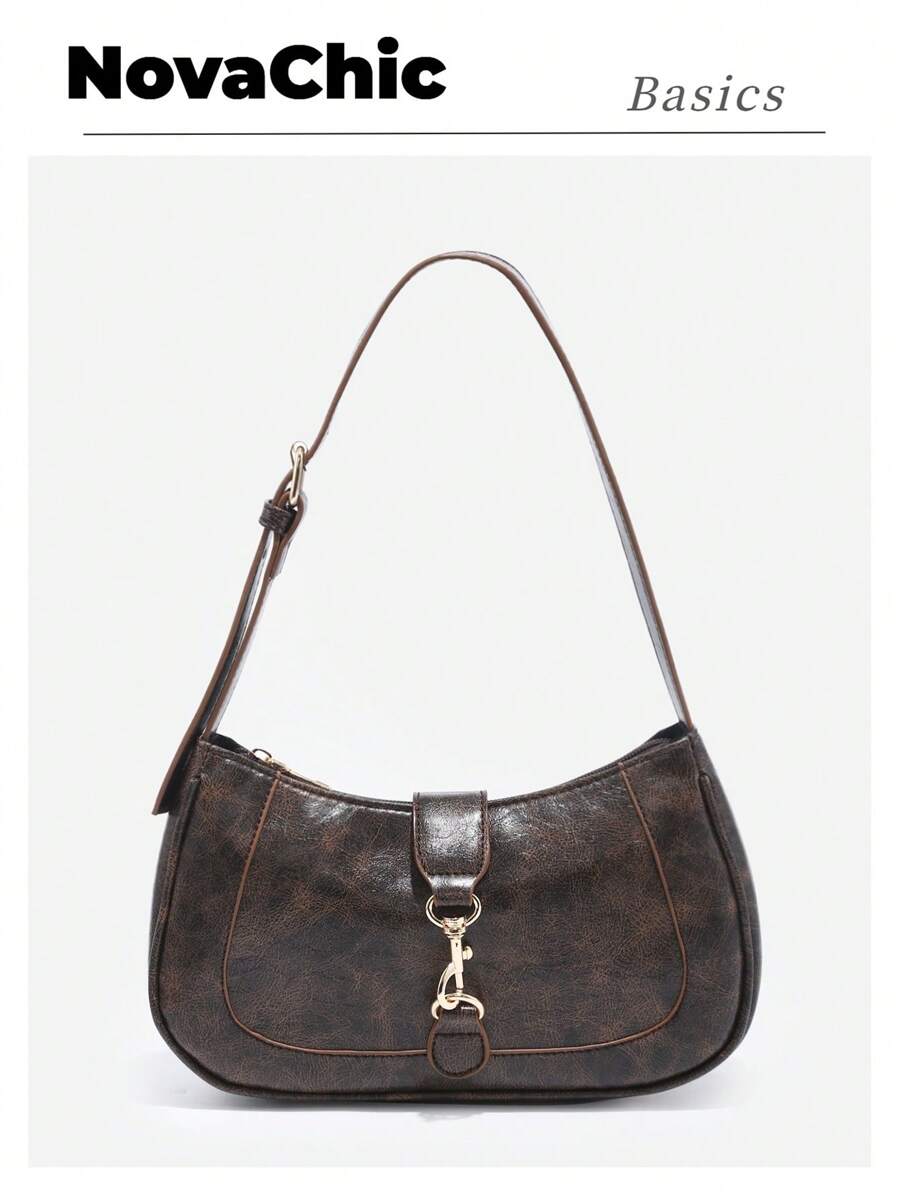 Novachic,1pc Retro Minimalist Hook Decor Adjustable Shoulder Strap Crescent Shape Bag, Suitable For Date, Outing, Party, Vintage Bag For Women