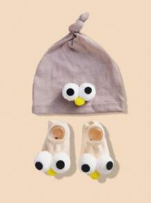 1 Set Bebé 0-1 Años Sombrero Cute Ojos Grandes Multicolor, Set de Sombrero y Calcetines de Bebé, Lindo Set de Calcetines Princesa y Gorro de Primavera/Verano para Uso Diario Recién Nacido