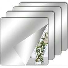 4 szt. 20x20 cm samoprzylepne lustro akrylowe, elastyczna folia lustrzana, odpowiednia na ścianę, do szkoły, domu, salonu, łazienki, sypialni (z podkładem samoprzylepnym)