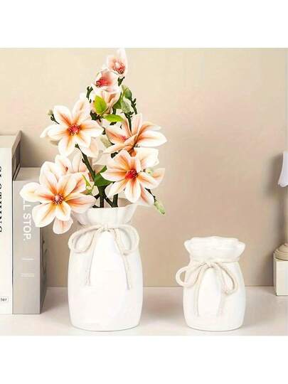 1pc Bohemian ative Vase, Geometric Pattern Plastic Flower Pot Rope Bow Cartoon Aesthetic Home St. Patrick's Day, Easter, Season Birthday Graduation Back To School Room Supplies Vase Glass view 6