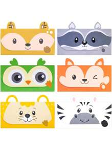 4 张可爱动物卡通信纸、贺卡、感谢卡、12 张信封和动物贴纸，尺寸 6.3 英寸 X 8.3 英寸纸张，– 熊猫、狐狸、豹子、猪、兔子