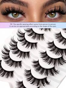 Asiteo 7 Pairs Cartoon Style Wet Effect Spiky False Eyelashes, Lightweight & Fluffy Faux Mink Doll Lashes, Reusable, For Dramatic Cartoon Character Makeup - 尖尾漫畫款 - 查看 2