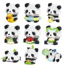 Cartoon Panda Building Blocks Kawaii Anime Figure Mini Assembly Toy Bricks Give Children Unique Educational Toys Best Birthday Present Ever - Multicolor - View 12
