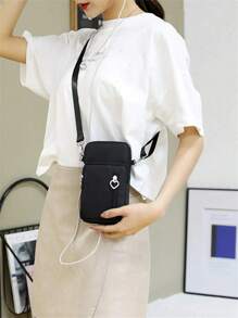 Sac à bandoulière minimaliste noir avec pochette pour téléphone, sac de téléphone en forme de cœur, sac à main, étui pour téléphone portable, pochette, léger, moderne, porte-cartes de crédit et d'identité, espèces, décontracté, cadeau pour professeurs, travail, déplacement, vacances, cadeau pour femme, cols blancs, fournitures scolaires, Fête des Enseignants, Rentrée des Classes, Saint-Valentin, portefeuille, pochette, sac pour téléphone pour femmes, portefeuille