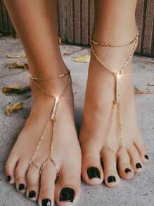 1pc Minimalist Fashion Beach Style Chain Anklet, Suitable For Women Travel Or Gift To Friends