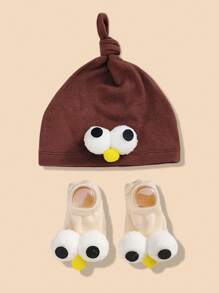 1 Set Bebé 0-1 Años Sombrero Cute Ojos Grandes Multicolor, Set de Sombrero y Calcetines de Bebé, Lindo Set de Calcetines Princesa y Gorro de Primavera/Verano para Uso Diario Recién Nacido